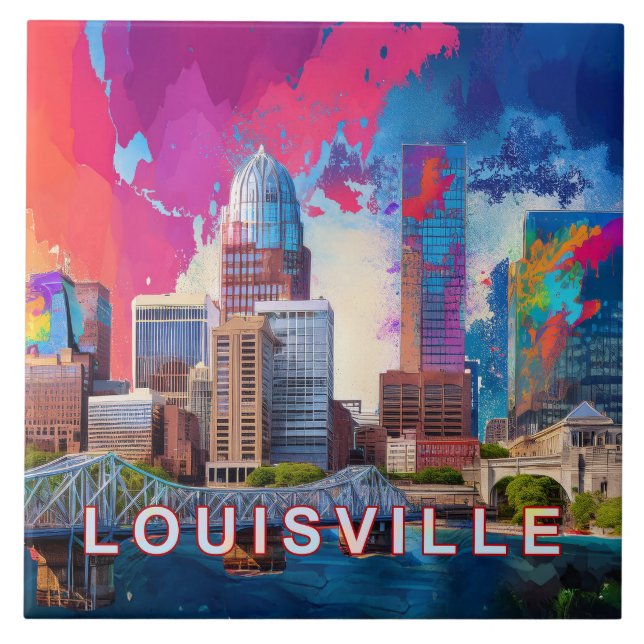 Carreau Abstrait Louisville Skyline Art moderne (Devant)