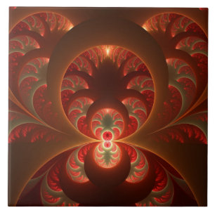 Carreau Abstrait lumineux rouge orange moderne Fractal