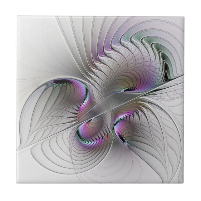 Carreau Abstrait moderne Shy Imaginaire Figure Fractal Art (Devant)