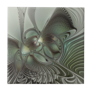 Carreau Abstrait Olive Sage Green Grey Fractal Art Imagina