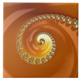 Carreau Abstrait or Orange Dégradé Spiral Fractal