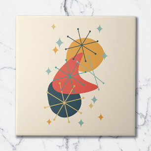 Carreau Abstrait orange, jaune, charbon de bois au milieu 