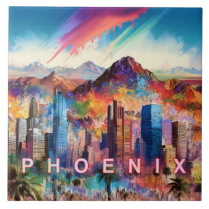Carreau Abstrait Phoenix Skyline Art Modern City