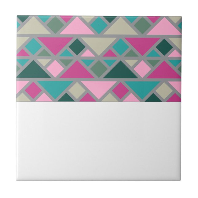 Carreau Abstrait rose fuchsia rose turquoise gris (Devant)