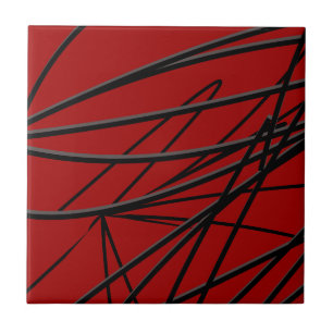 Carreau Abstrait Rouge Noir Moderne