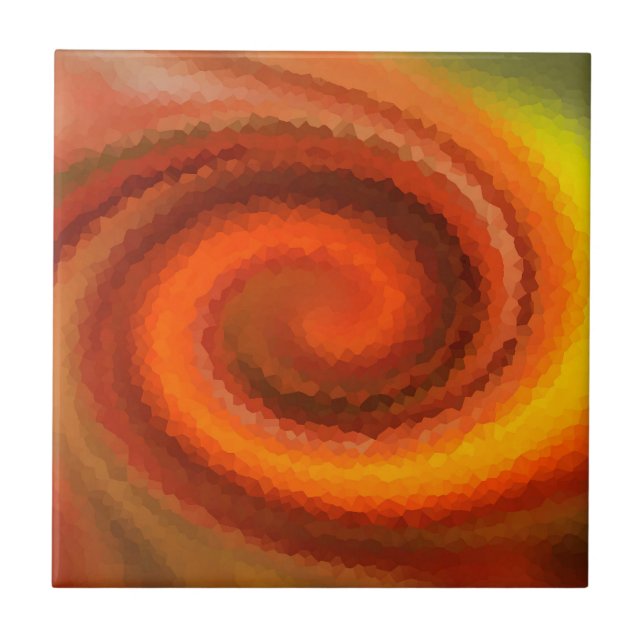 Carreau Abstrait tourbillon orange brun feu pri moderne (Devant)
