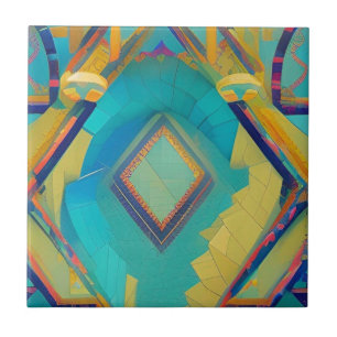 Carreau Abstraite voix turquoise en mosaïque marocaine