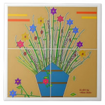 "Accent Floral" Carrelage en céramique 6x6
