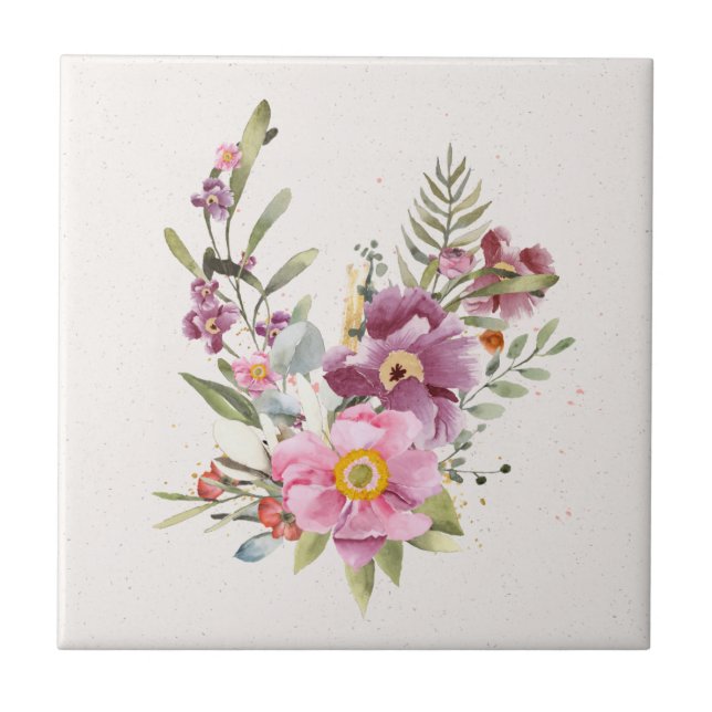 Carreau Accent floral rose et mauve (Devant)