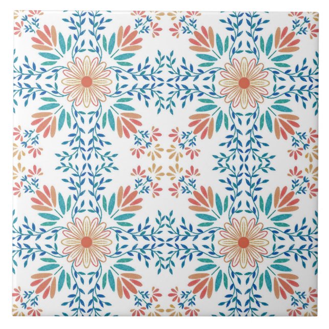 Carreau Accueil Décor Carrelage en céramique fleurie doubl (Devant)