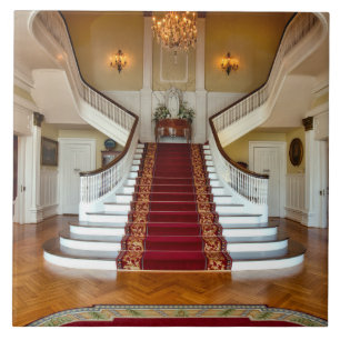 Carreau Accueil Luxe Tapis Rouge Escaliers Lustre Carrelag
