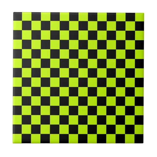 Carreau Acid green black checkerboard pattern (Devant)