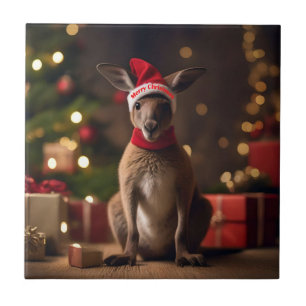 Carreau adorable Noël Père Noël Kangaroo,
