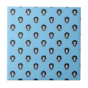 Carreau Adorables manchots sur fond bleu d'hiver