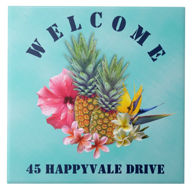Carreau Adresse de la maison de bienvenue de l'ananas trop (Devant)