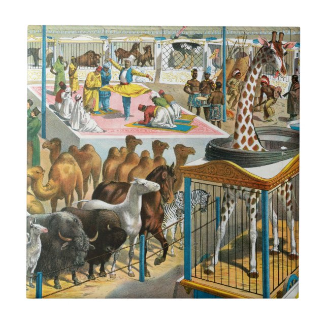 Carreau Affiche De Cirque Des Personnes De Différentes Nat (Devant)