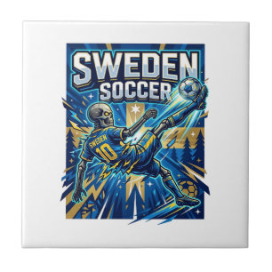 Carreau Affiche de style squelette de football suédois Nat