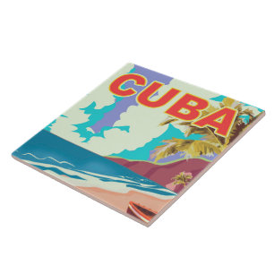 Carreau Affiche de voyage Cuba vintage