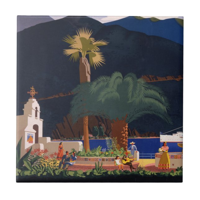 Carreau Affiche de voyage - Père Noël Catalina Island, Cal (Devant)