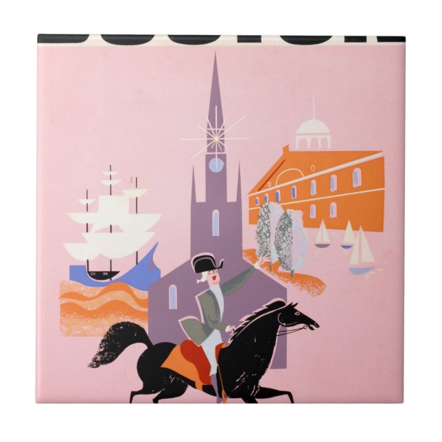 Carreau Affiche De Voyage Pour Allegheny Airlines À Boston (Devant)