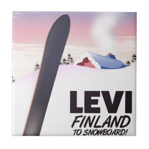 Carreau Affiche de voyage pour faire du snowboard en Finla