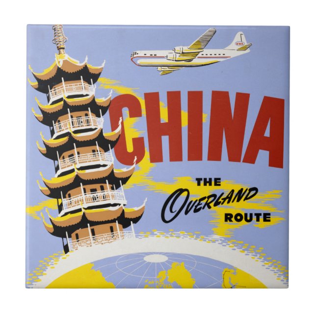 Carreau Affiche de voyage pour Northwest Orient Airlines (Devant)