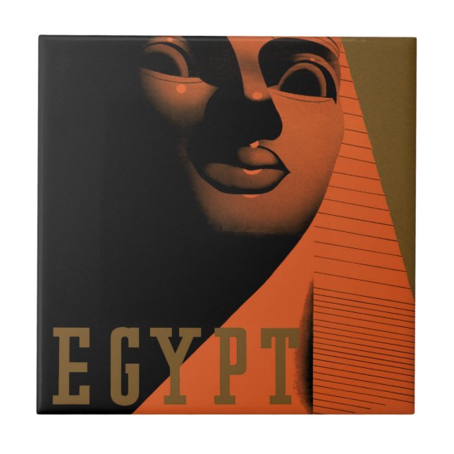 Carreau Affiche de voyage vintage avec Sphinx, Égypte, Afr (Devant)