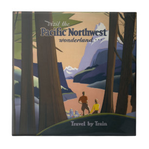 Carreau Affiche de voyage vintage Pacific Northwest 1925 T
