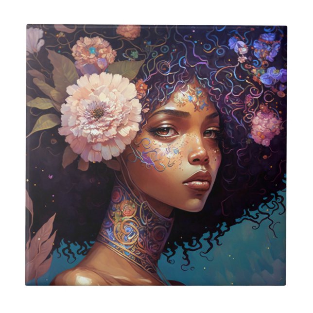 Carreau African American Black Goddess Queen Imaginaire Ar (Devant)
