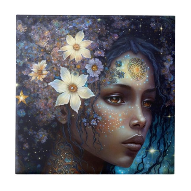 Carreau African American Black Goddess Queen Imaginaire Ar (Devant)