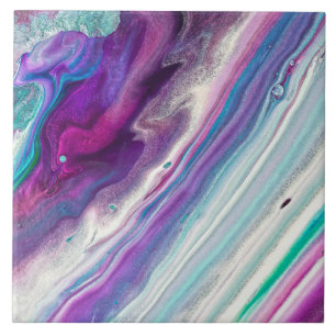 Carreau Agate Acrylique Peinture Purple & Acrylique Turquo