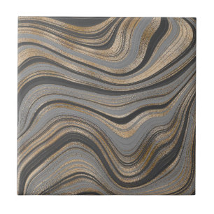 Carreau Agate Black or gris fluide marbre moderne