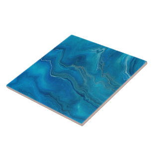 Carreau Agate de marbre bleu et Turquoise Résumé  