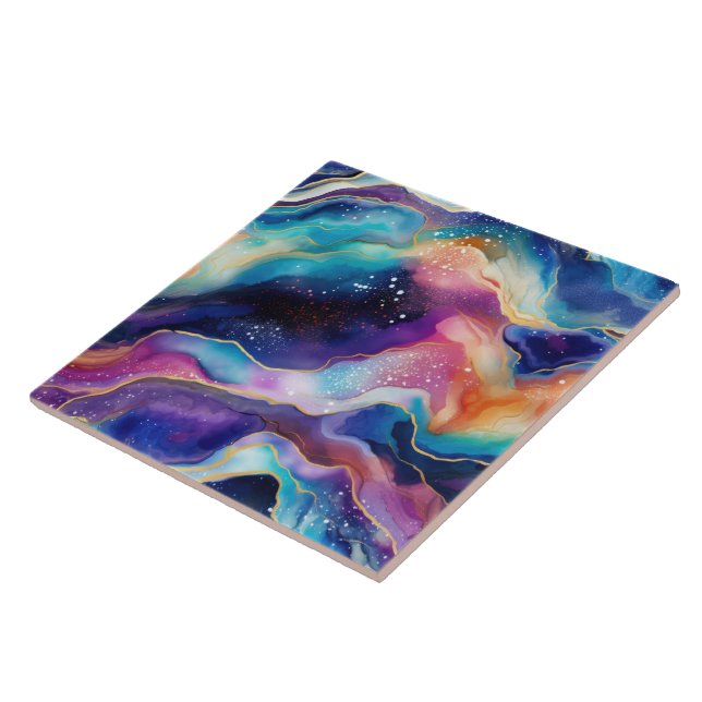 Carreau Agate de parties scintillant arc-en-ciel esthétiqu (Côté)