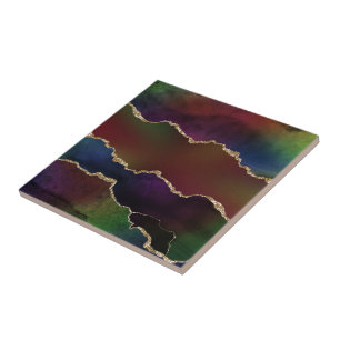 Carreau Agate foncé intense Moody Rainbow Jewel Tone