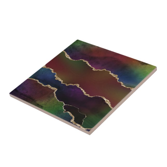 Carreau Agate foncé intense | Moody Rainbow Jewel Tone (Côté)