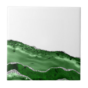 Carreau Agate Glamorous Emerald Green Silver Glitter