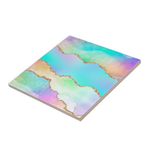 Carreau Agate Holo   Faux Iridescente Pastel Ombre Marble