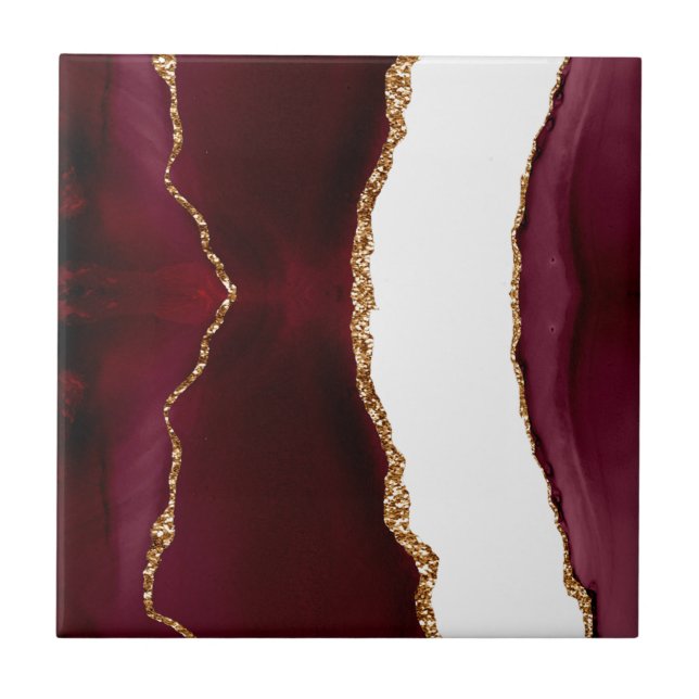 Carreau Agate liede vin et or (Devant)