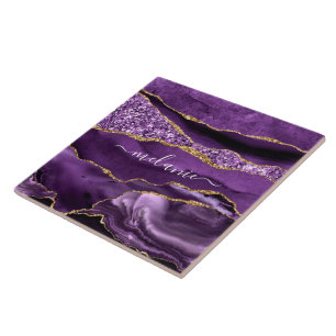 Carreau Agate Violet violet Or Parties scintillant Nom Car