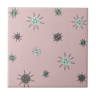 Carreau Âge atomique Starburst Planètes Rose rose