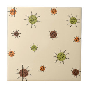 Carreau Âge atomique Starburst Planètes Tan Brown