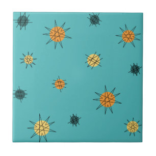 Carreau Âge atomique Starburst Planètes Turquoise