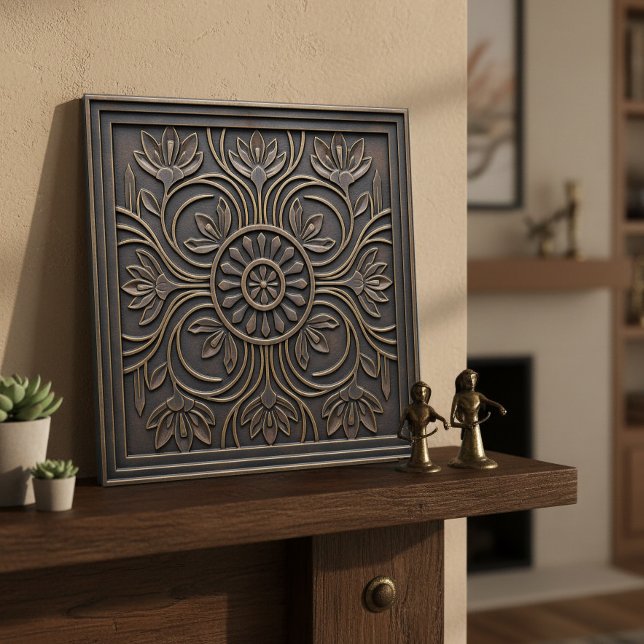 Carreau Aged Bronze Art Nouveau Floral #18 ID1193 (Créateur téléchargé)