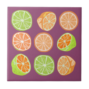 Carreau Agréable agrumes colorés l Orange vert pourpre