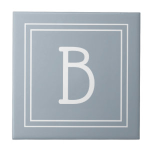 Carreau Agritourisme moderne Monogramme Bleu & Blanc Initi