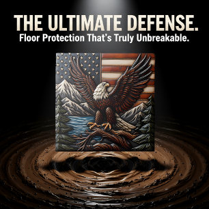 Carreau Aigle à Bald avec drapeau américain et montagnes