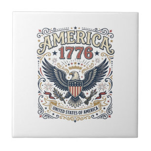 Carreau Aigle Vintage Amérique 1776 Patriotique