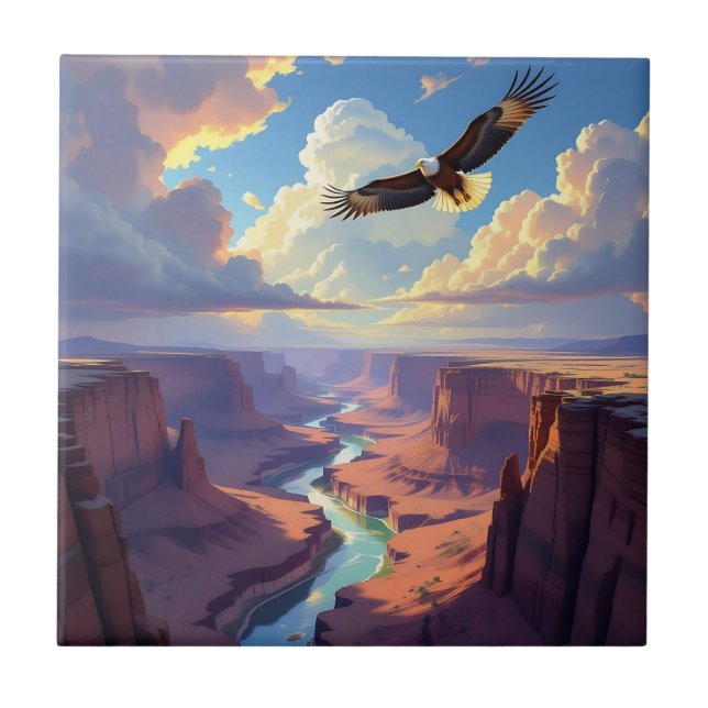 Carreau Aigle volant au-dessus d'un canyon (Devant)