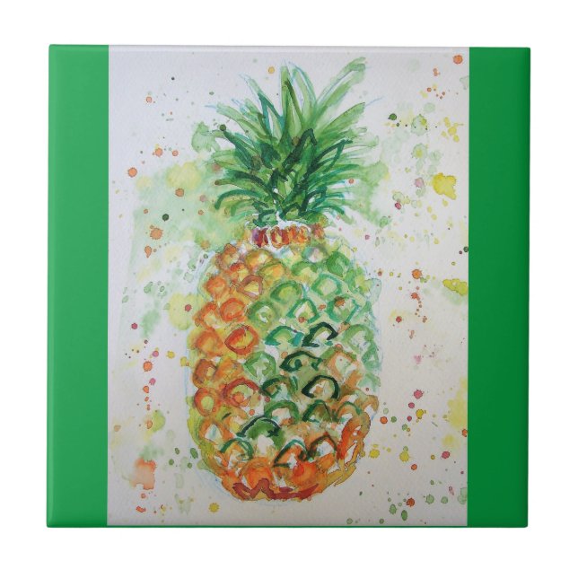 Carreau Aiguille Fruit Nourriture Tropical Art Orange Lime (Devant)